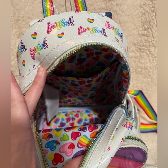 New Lisa Frank Loungefly Rainbow Heart Mini Backpack with Waist Bag - Picture 14 of 14